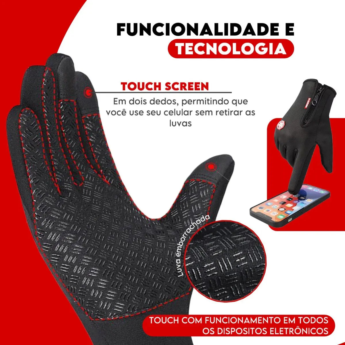 Guantes Para Moto Reflectivos V-17 Touch