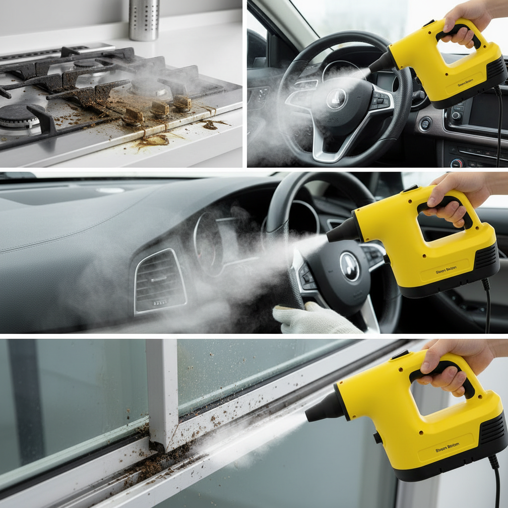 Limpiadora a vapor portátil, máquina de limpieza a vapor presurizada multifuncional de alta temperatura de 900 W con accesorios.